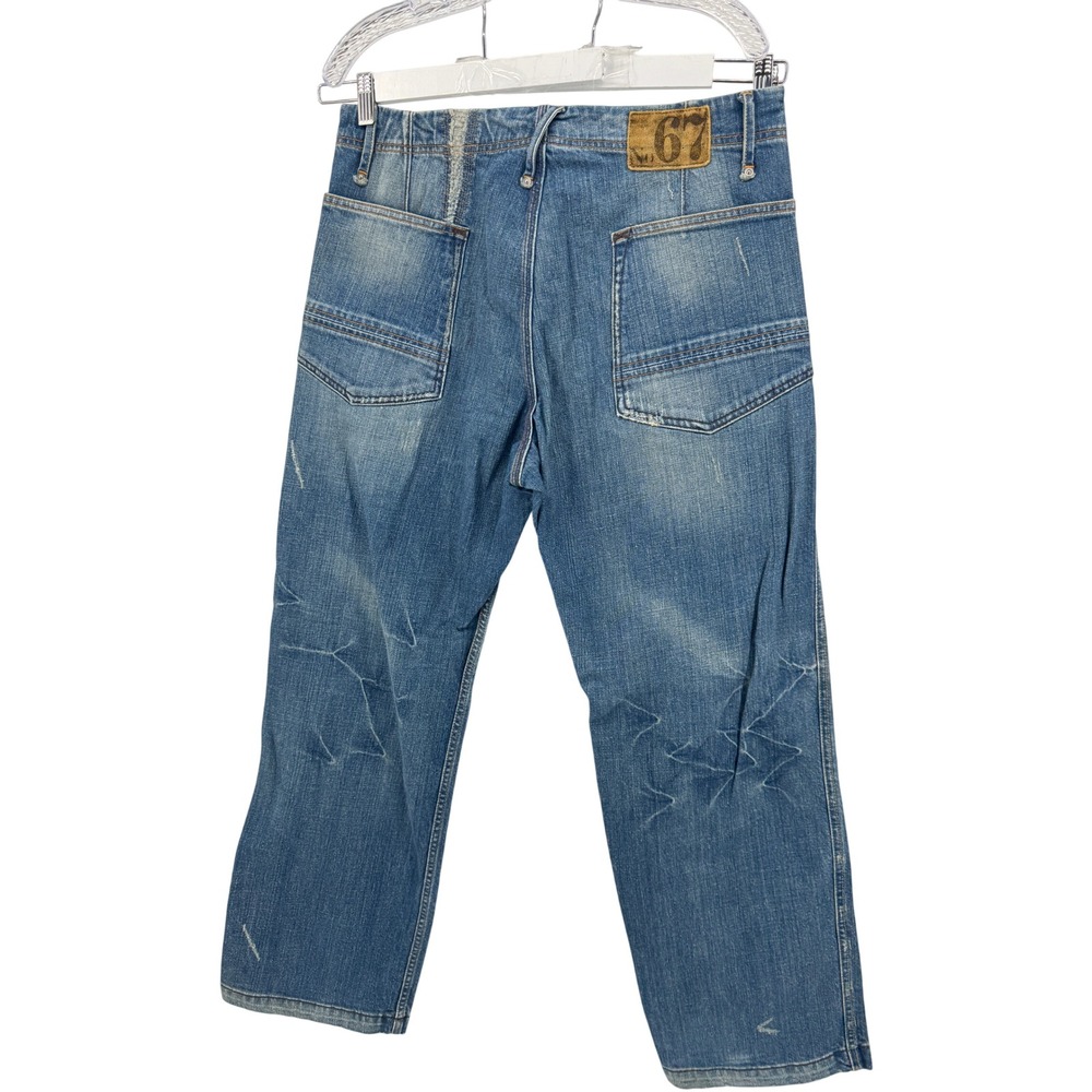 Ralph Lauren Polo Jeans Co Vintage 34x31 Y2K Baggy Wide Leg Jean Blue Distressed
